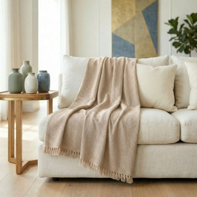 Manta Para Sofá Super Grande Decorativa Areia