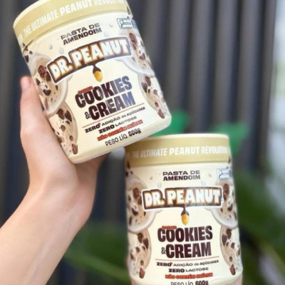 Pasta de Amendoim Dr. Peanut sabor Cookies & Cream de 600g