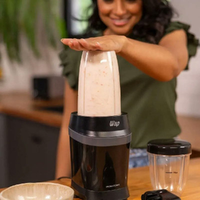 Liquidificador Portátil Wap Blender Pro Turbo 700W + 2 Copos Squeeze Laminas Inox