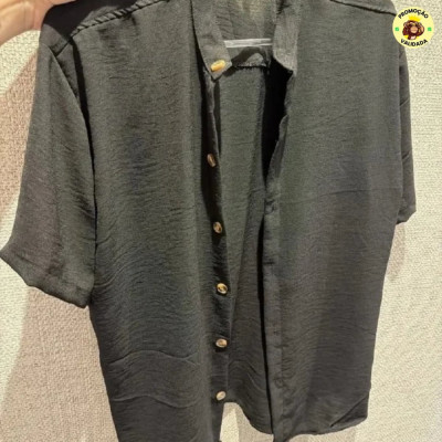 Camisa Manga Curta Gola Padre Masculina Festa Trabalho
