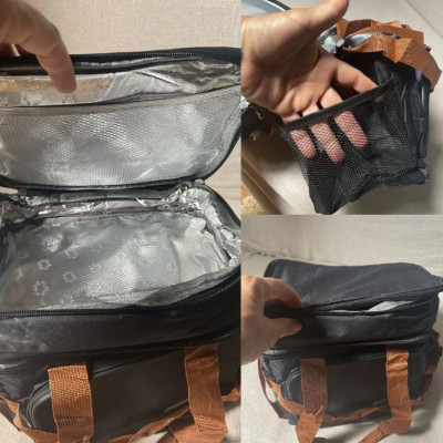 Bolsa Térmica Lancheira Alça Transversal Ajustável Removível, 2 Compartimentos