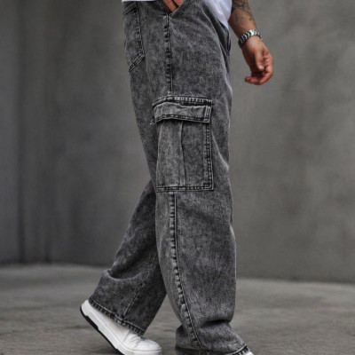 Calça Cargo Masculina Jeans Streetwear