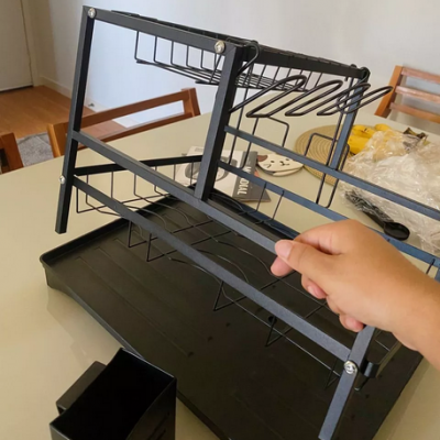 Escorredor de Louça Rack Duplo Aço Carbono