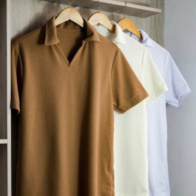 Camiseta Polo Texturizada Sem Botão