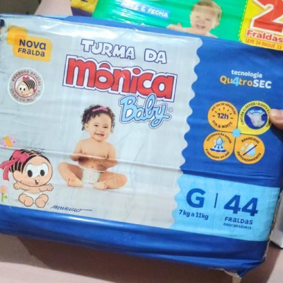 Fralda Turma da Mônica Baby Mega G 44 Unidades