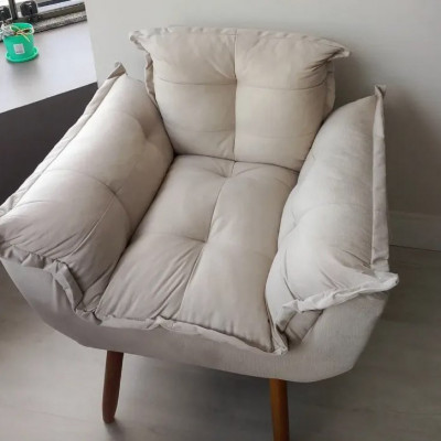 Poltrona Decorativa Suede - Bege