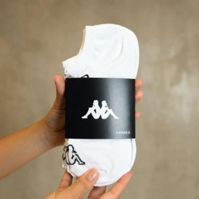 Meias Kappa Kit 3 Pares Soquete Invisível Branco