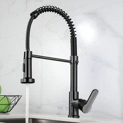 Torneira Cozinha Gourmet Flexível Monocomando Preto