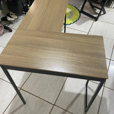 Mesa Escrivaninha Em L Industrial Preta Multiuso