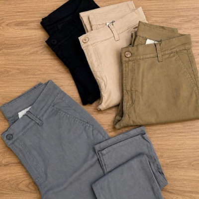 Kit com 3 Calça Sarja Alfaiataria Slim