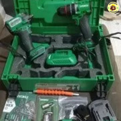 Kit Parafusadeira Furadeira+chave De Impacto Brushless Ryoku Verde 127/220v