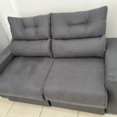 Sofá 3 Lugares Retrátil Cama Inbox Cinza