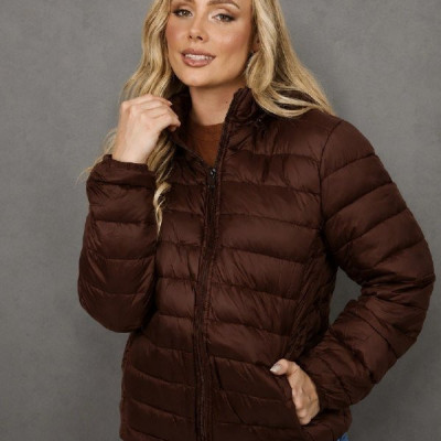 Jaqueta Puffer Feminina Com Capuz