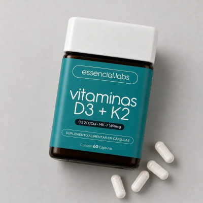 Vitamina D3 + K2 Menaquinona-7 60 Cápsulas