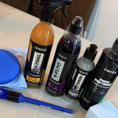 Kit Lavagem Vonixx: Shampoo V-Floc, Cera Tok Final, Intense, Pneu Pretinho Vintex
