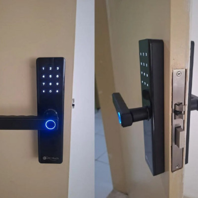 Fechadura Digital Kuanttum Beta de Embutir com Biometria