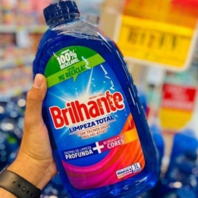 Lava Roupas Líquido Brilhante Limpeza Total 3L