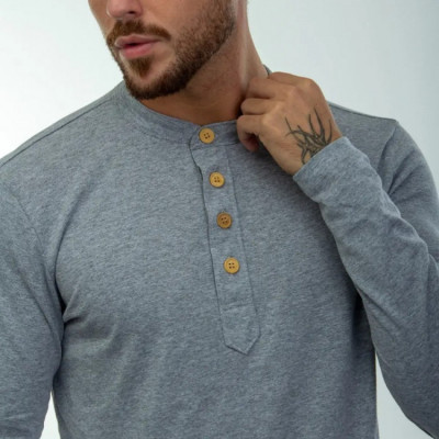 Camisa Henley Masculina Ecológica Manga Longa