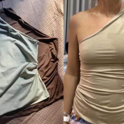 Kit 2 Blusa Manga Assimétrica Casual
