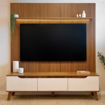 Rack Painel Ripado TV 75 Polegadas LED MDF