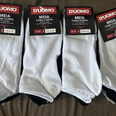🧦 Kit 12 Pares Meia Cano Curto Soquete Algodão Duomo - Preto