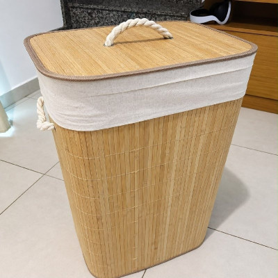 Cesto de Roupas de Bamboo 72L