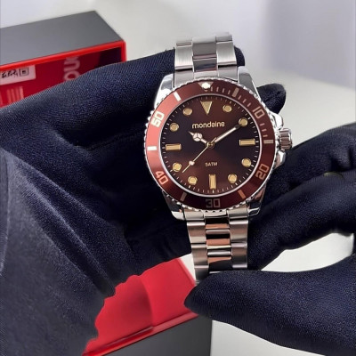 Relógio Mondiane Masculino Prata Fundo Preto