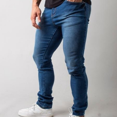 Calça jeans masculina escuro médio com elastano