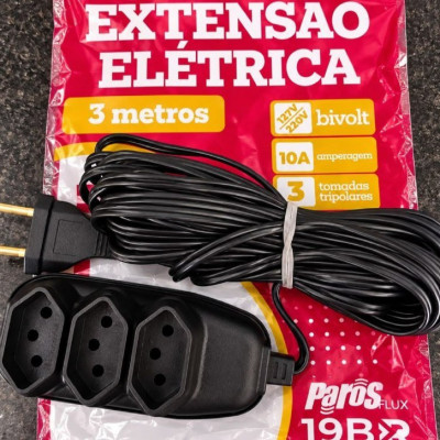 Extensão Elétrica 3 Tomadas Tripolar 3 Metros