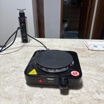 Elgin Fogão Elétrico Portátil Cooktop de Mesa, 1 Boca, 1000W, Preto, 110V