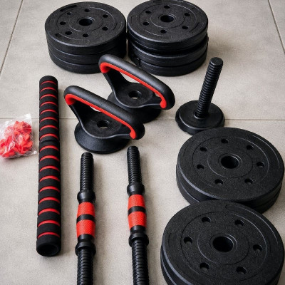 🏋️ Kit Halteres Barra e Anilhas Musculação Kettlebell 15kg