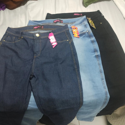 Kit 3 Calça Jeans Feminina Cintura Alta