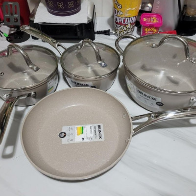 Conjunto de Panelas Brinox Antiaderente Essenza Nude 4 Peças Indução