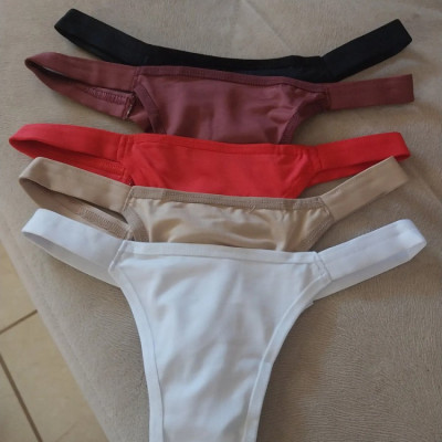 Kit 5 Calcinha Tanga Fio Duplo Multicor M