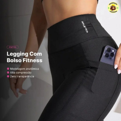 Kit 3 Legging Com Bolso Fitness Feminino Atletyca