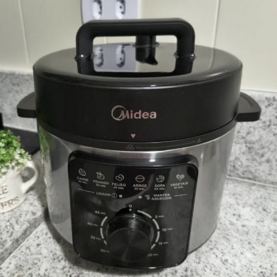 Panela De Pressão Mecânica Preta E Inox 4l Midea Cor Cinza - 220v