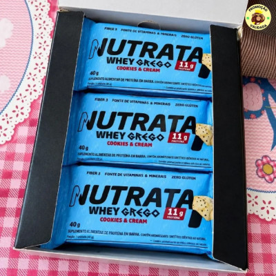Display 12 Unidades Barra Whey Grego Nutrata 40g Beijinho