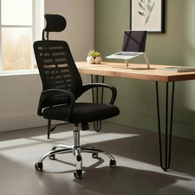 Cadeira Executiva Eike Mesh Zebra Preta
