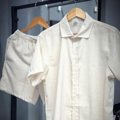 🕺 TRAJE DE PAGODEIRO Conjunto Linho Camisa + Shorts Com Bolso