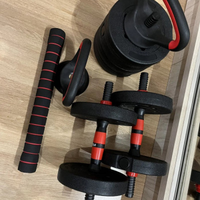 Kit Halteres 6em1 15kg Ajust. Preto-Vermelho
