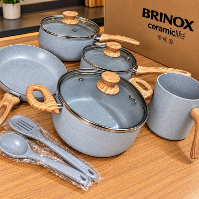 Jogo Panelas Indução Brinox 7 Peças Gris