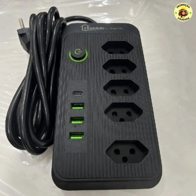 Extensão 5 Tomadas E 3 Usb 1 Pd Led Bivolt