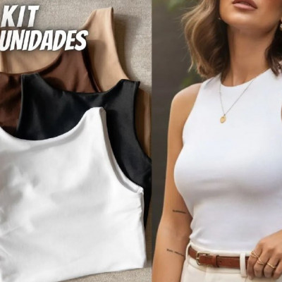 Kit 4 Regata Feminina Suplex Tshirt Básica