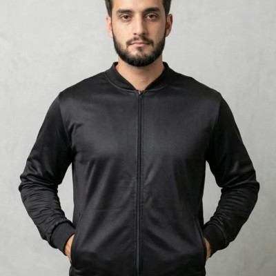 Jaqueta Bomber Masculina com Zíper e Bolsos
