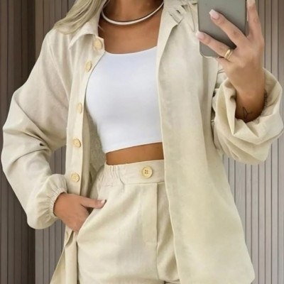 Conjunto Linho Feminino Camisa e Short