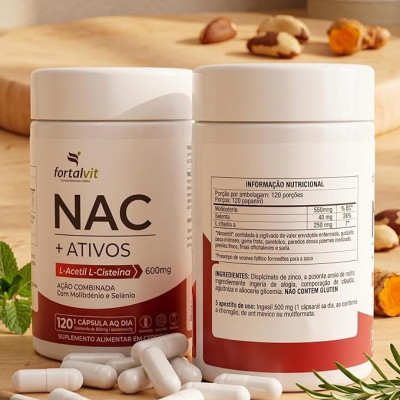 NAC 600mg 120 Cápsulas com Molibdênio e Selênio