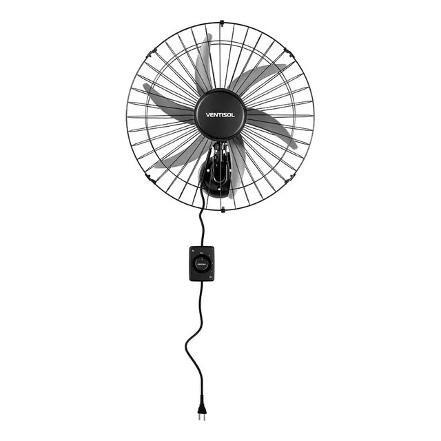 Ventilador oscilante de parede Ventisol Steel 6 pás 50cm preto