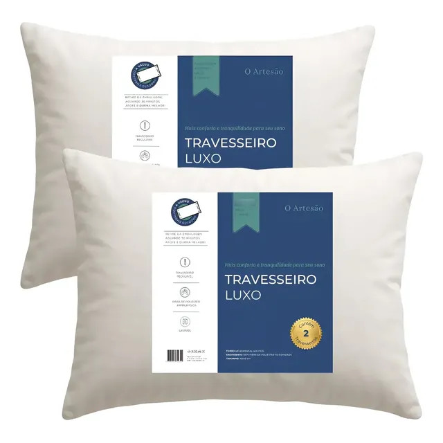 Kit 2 Travesseiro Antialérgico Regulável Lavável Fibra 50x70 Branco — Opção prática e higiênica