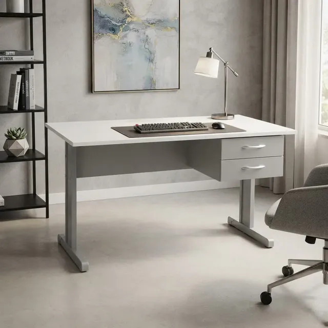Escrivaninha Mesa De Escritório Home Office 2 Gavetas — solução com armazenamento integrado