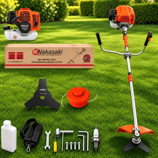 Roçadeira a Gasolina Nakasaki 75cc 5 Em 1 3,6hp — potência e versatilidade para manutenção de terrenos